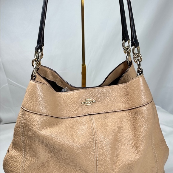 Coach NY Lexy F31987 Tan Pebble Leather Shoulder Bag Satchel w/storage bag - Picture 2 of 15